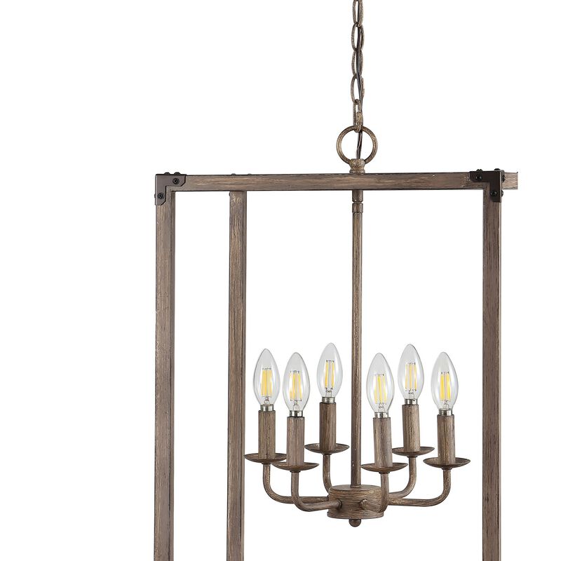 Magnolia 6-Light Adjustable Iron Rustic Farmhouse LED Pendant