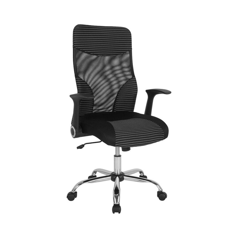 Milford High Back Ergonomic Office Chair with Contemporary Mesh Design in Black and White image number 2