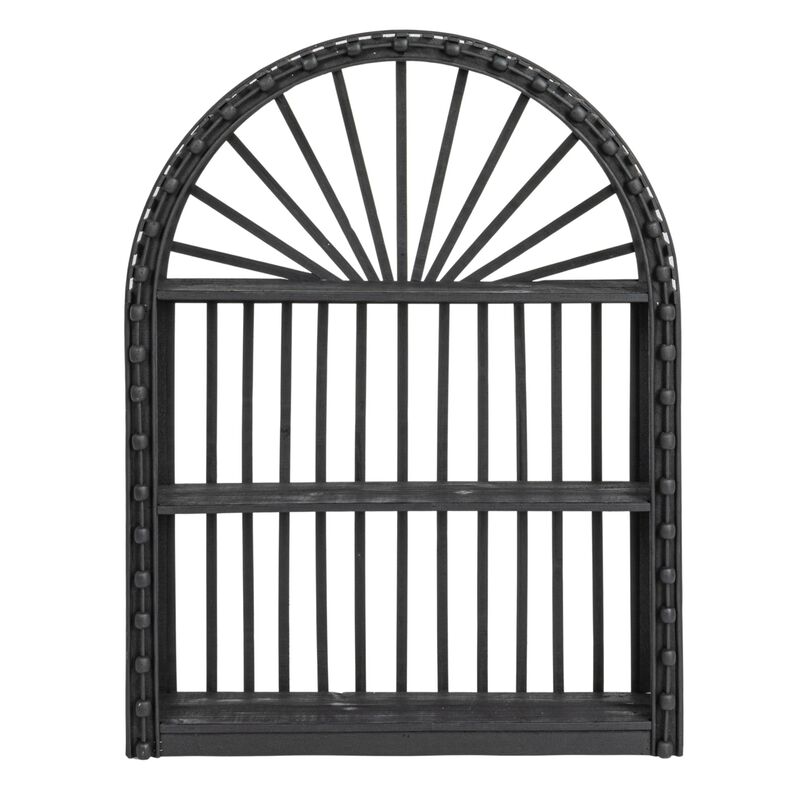 Arched Bamboo and Wood Wall Shelf, Black image number 4