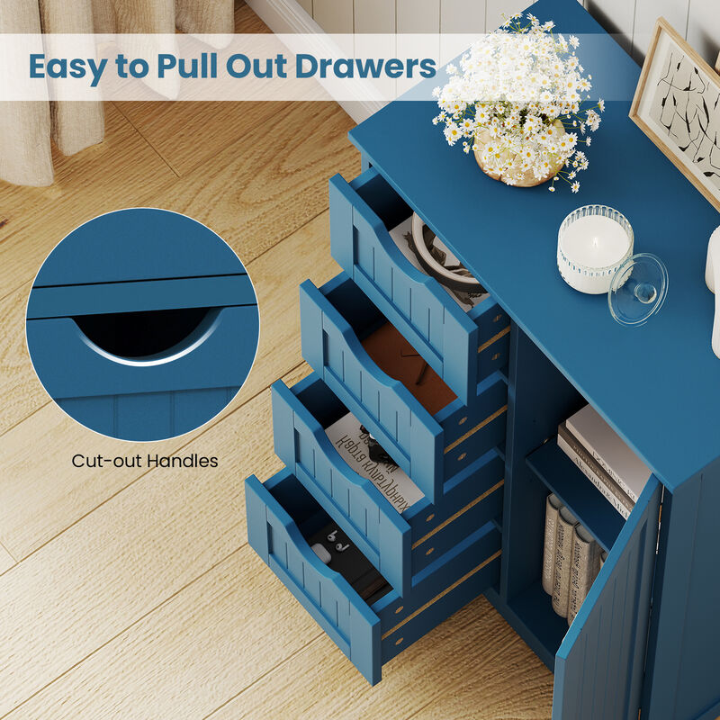 Standing Indoor Wooden Cabinet with 4 Drawers and Door Cabinet image number 6