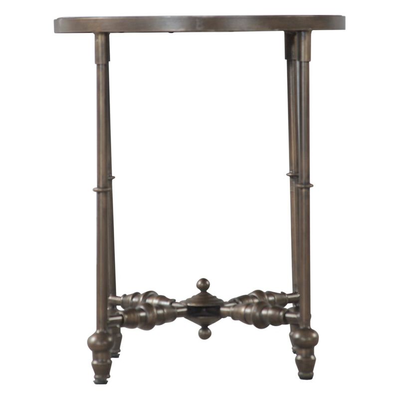 World Interiors Ozark 20" Side Table with Floral Horn Inlay and Iron image number 2