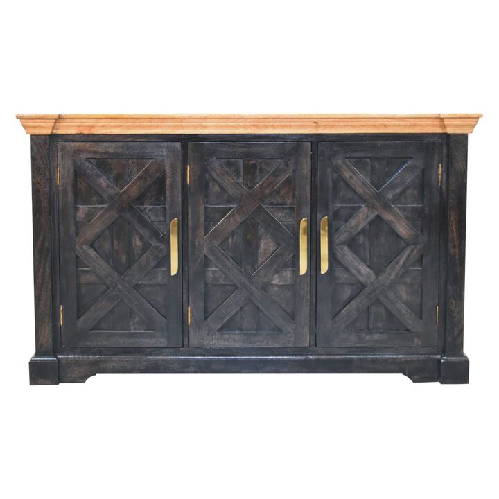 Artisan Furniture Solid Wood Regal Ash Black Rustic Sideboard