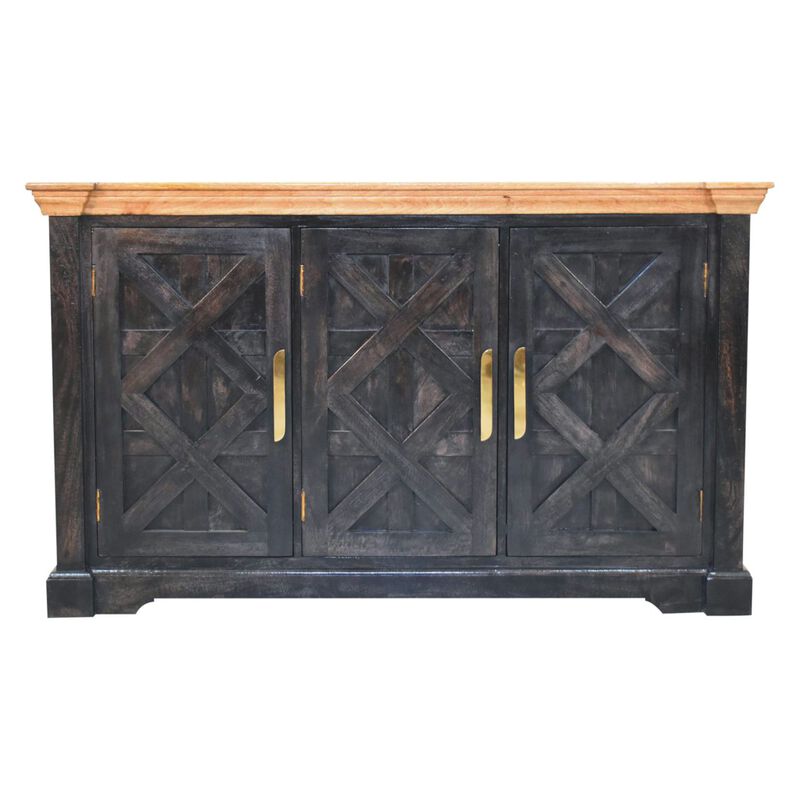 Artisan Furniture Solid Wood Regal Ash Black Rustic Sideboard