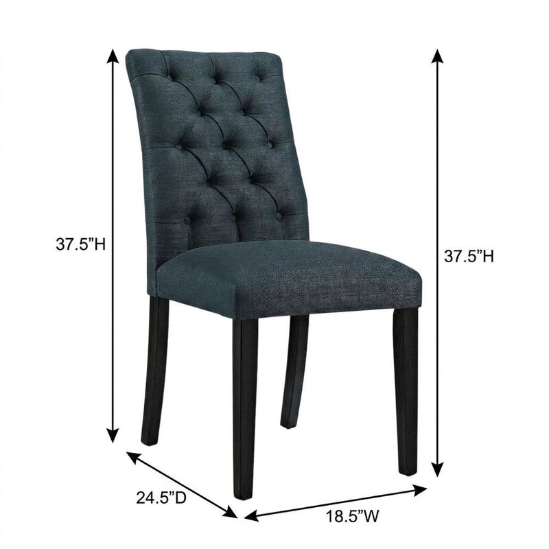Button-Tufted Upholstered Fabric Parsons Chair, White image number 2