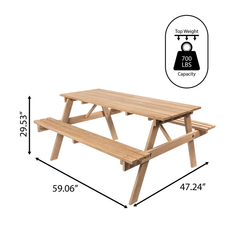 Shoreham Modern Classic Outdoor Wood Picnic Table Benches with Umbrella Hole