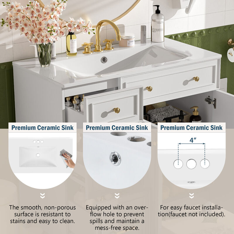 Merax 36" Modern Bathroom Vanity with Ceramic Sink