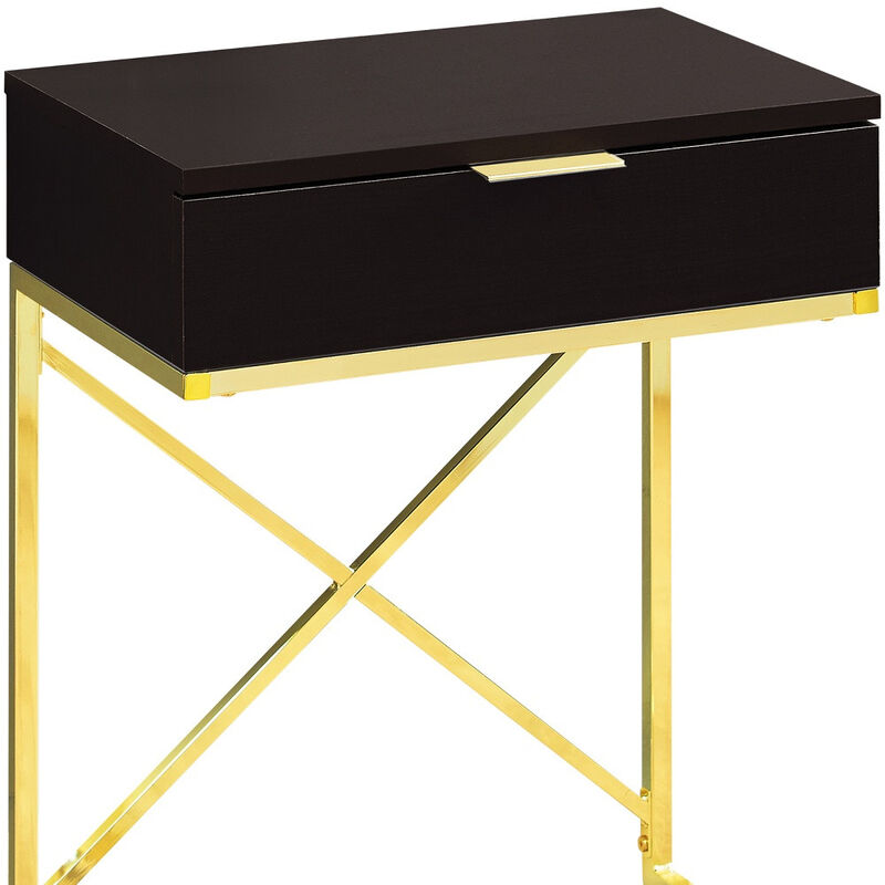 Mixed Material End Table &ndash; Metal Frame with Wood Drawer for Storage and Style