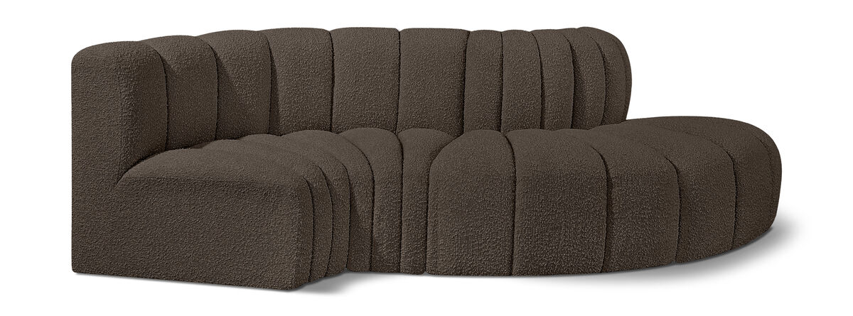 Meridian Furniture Arc Brown Boucle Fabric Modular Sofa