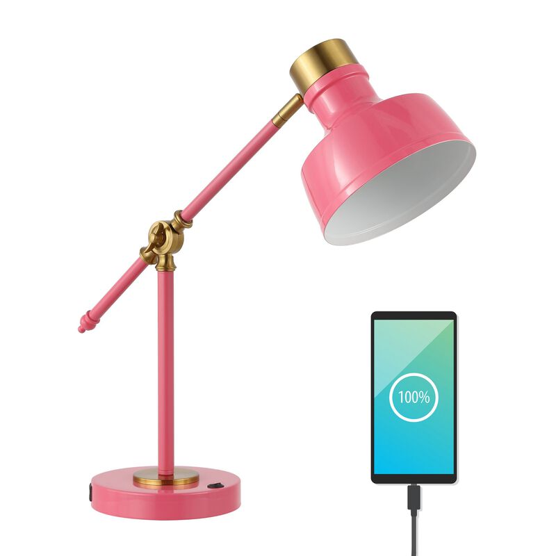 Allegra Classic Farmhouse Adjustable Cantilever LED Task Lamp with USB Charging Port