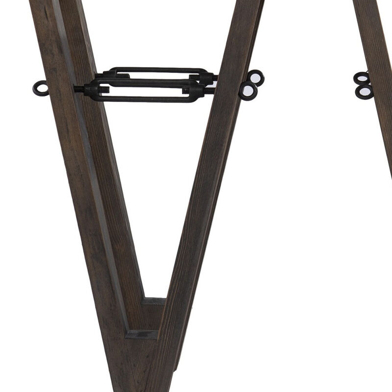 HomeRoots 46" Clear Gray and Brown Glass and Solid Wood Abstract Console Table image number 3