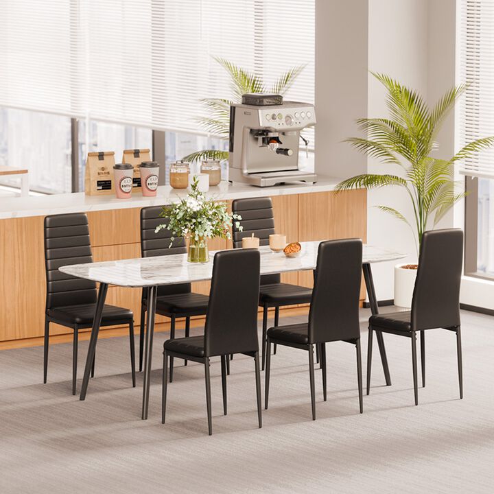 Modern Accent Dining Chairs Set of 4, Padded Leather Chairs with Sturdy Metal Legs