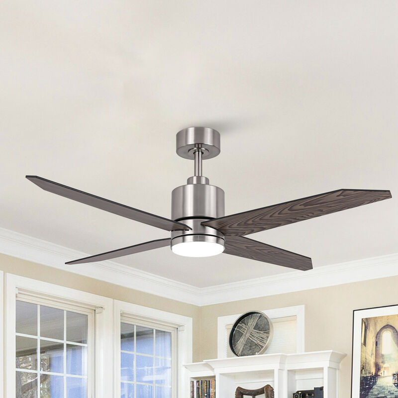 52 in. Sand Nickel Integrated LED 6-Speed Ceiling Fan with Light and Remote