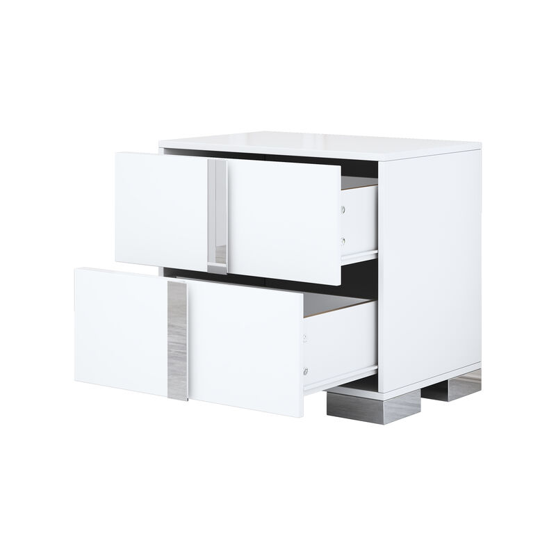 Streamdale Elegant 2-Drawer Nightstand in White for Versatile Storage