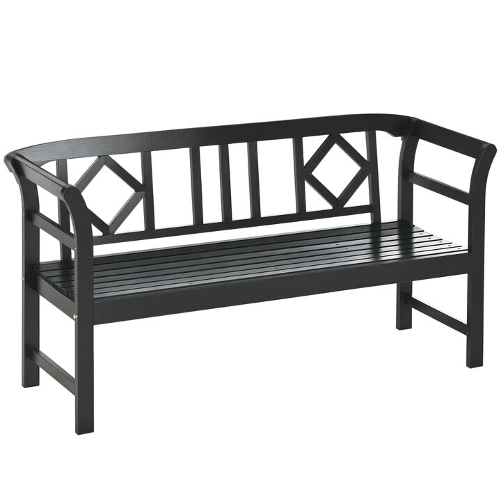 Hivvago 3-Person Wooden Patio Bench, Outdoor Garden Bench with Armrests