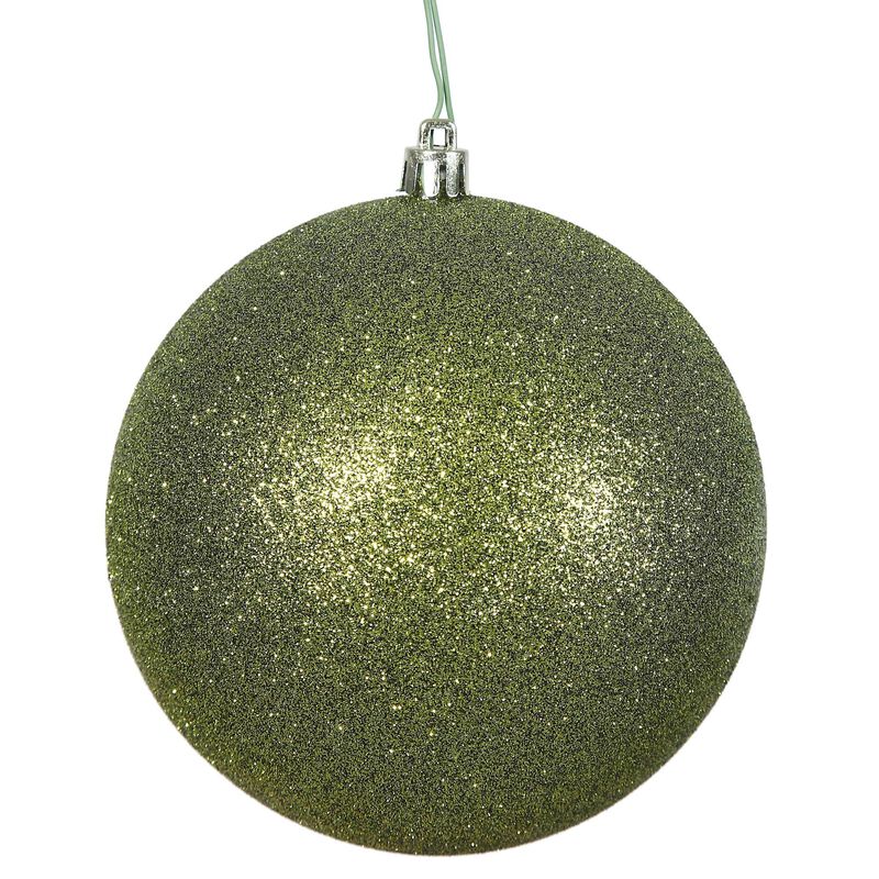 Vickerman 6" Olive Glitter Ball Ornament, 4 per Bag image number 3