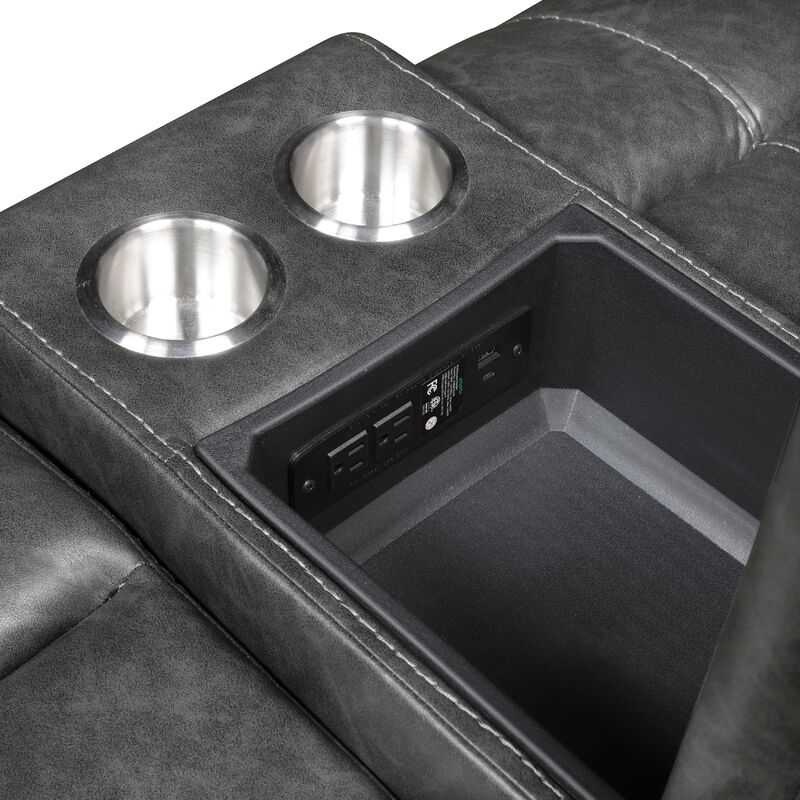 Dean Reclining Loveseat, Pillow Tufted Gray Faux Leather 76 Inch - Benzara