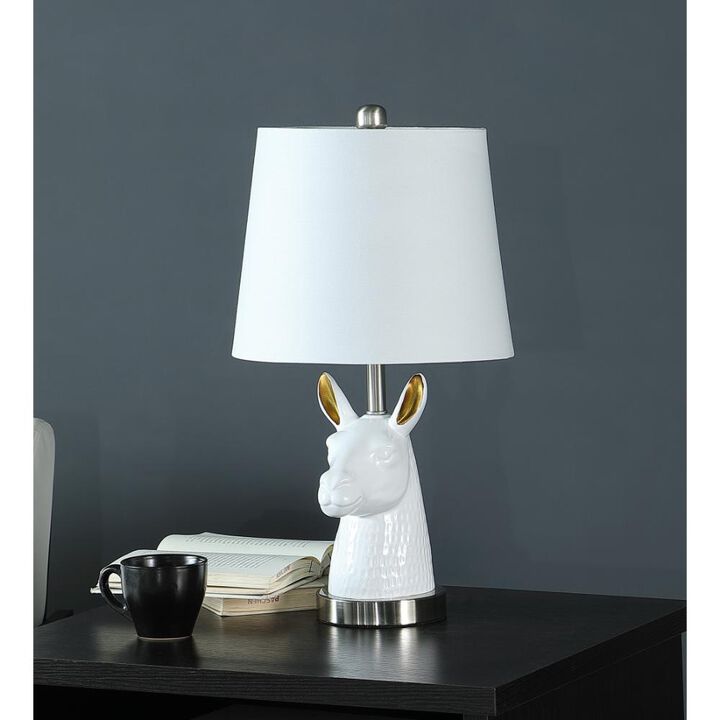 Hivvago 21" Silver Bedside Table Lamp With White Empire Shade