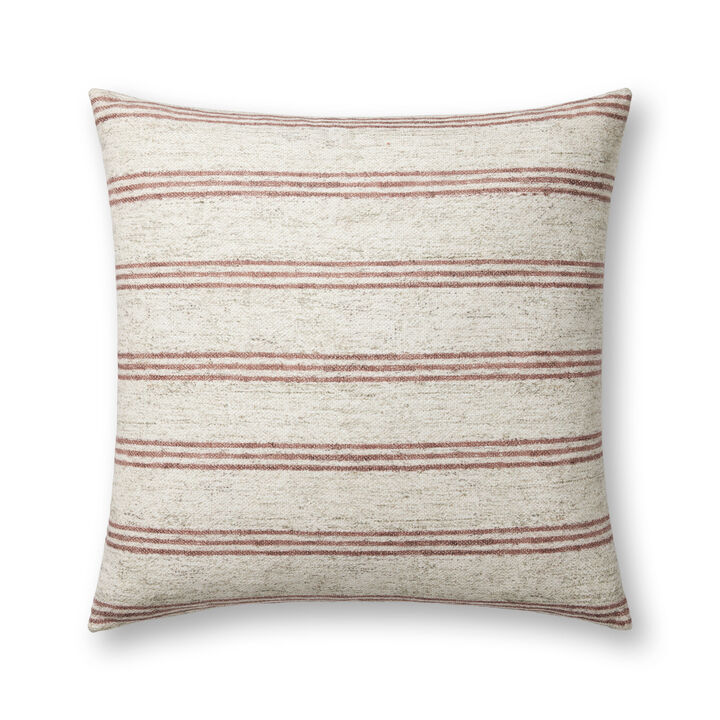 Zephyr PAL0040 Natural/Wine 22''x22'' Down Pillow by Amber Lewis x Loloi, Set of Two