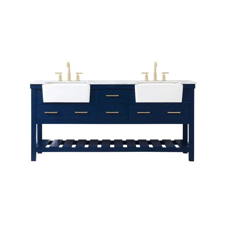 Elegant Kitchen and Bath 72 inch double bathroom vanity in blue