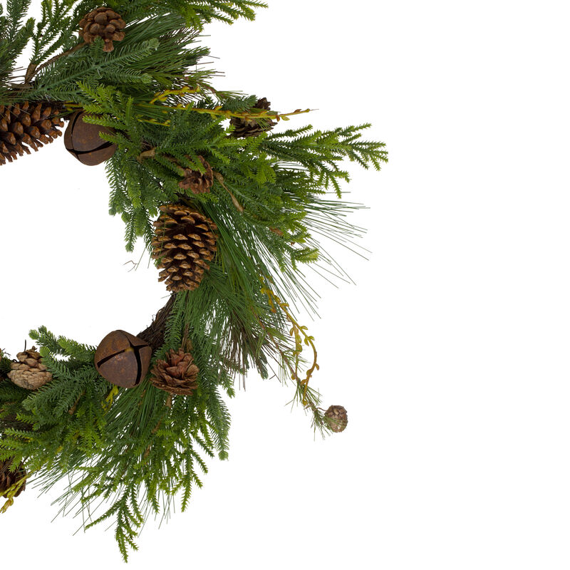Rustic Green and Brown Artificial Christmas Pinecone Wreath - 30-inch  Unlit