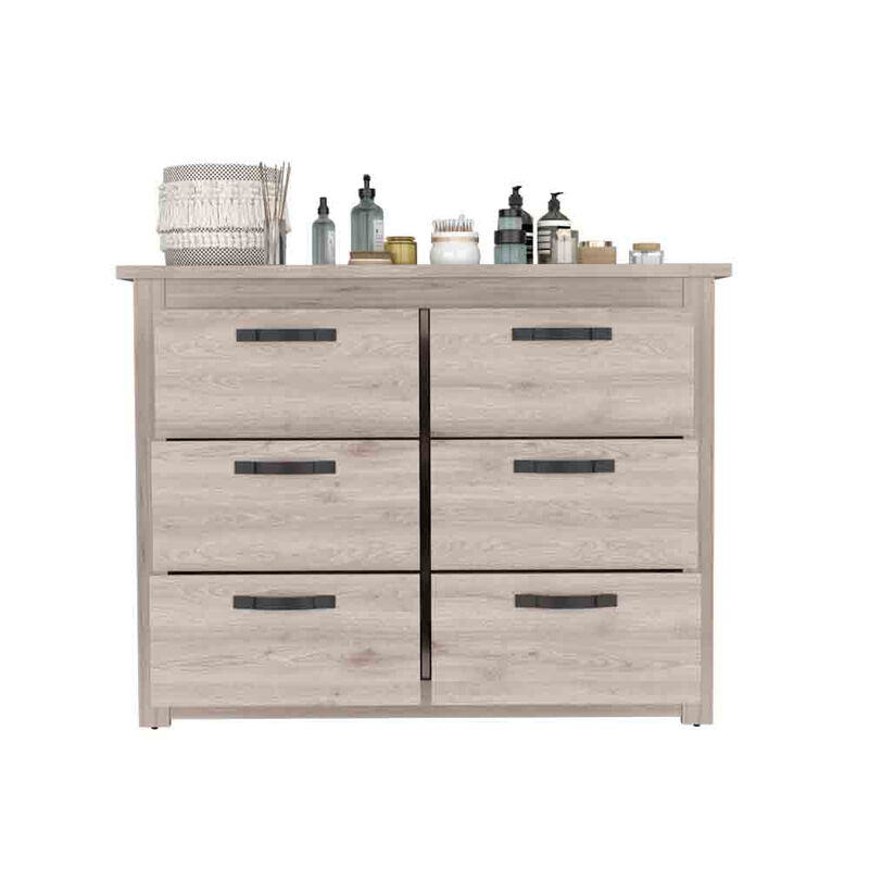 6 Drawer Double Dresser Toret, Bedroom, Light Gray