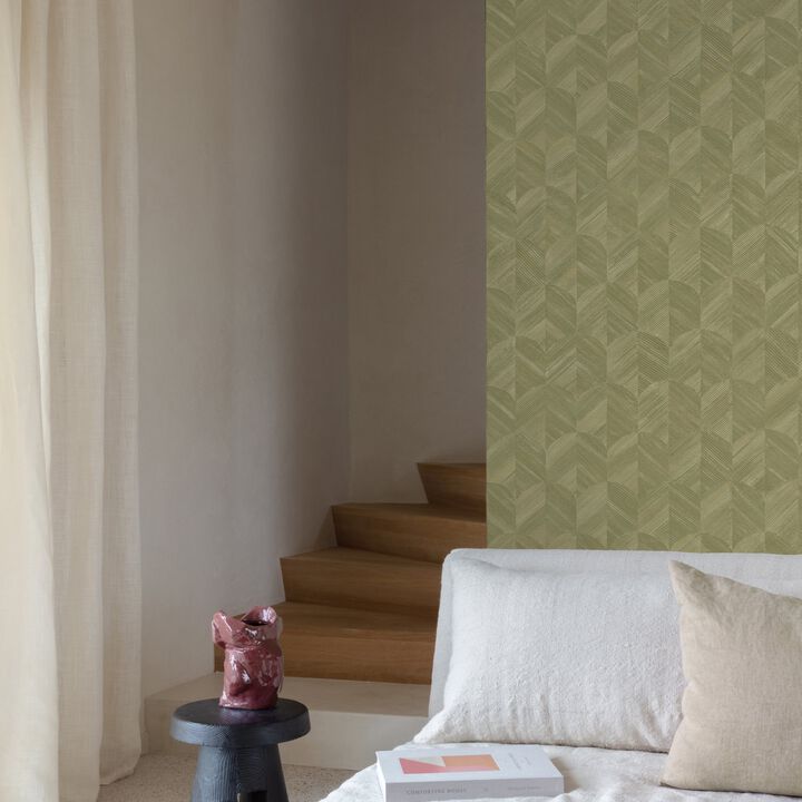Surfaces Geometric All-over Green Wallpaper SF3205