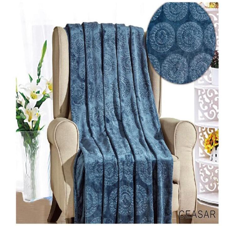 Ceasar Soft Plush Contemporary Embossed Collection All Season Throw