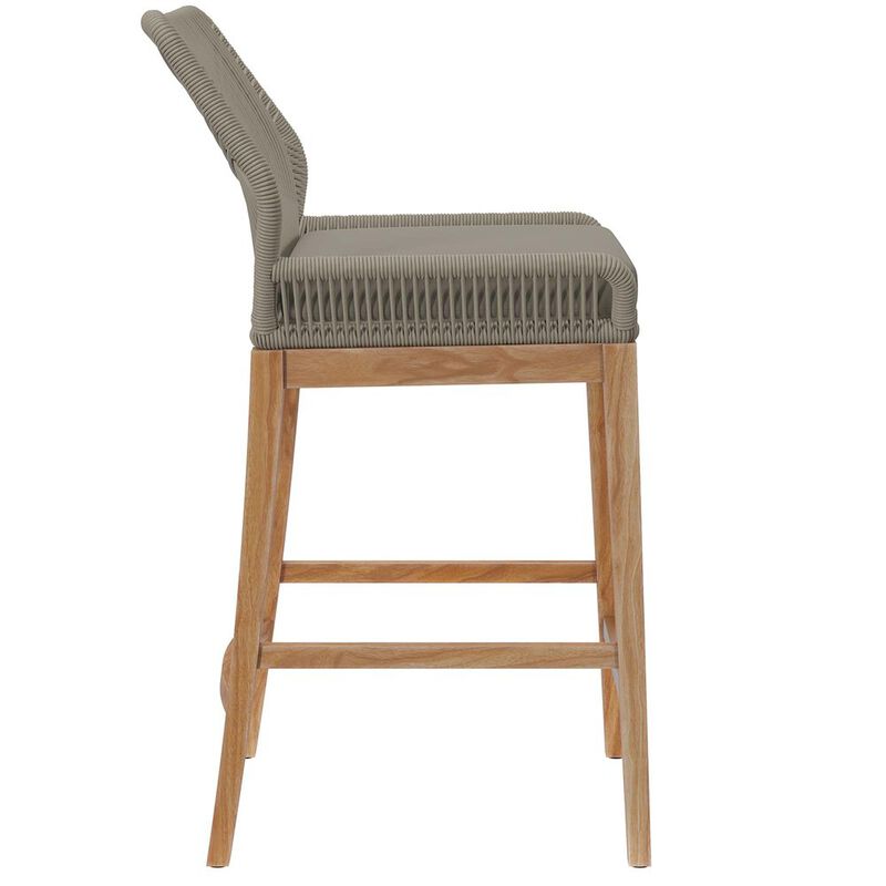 Wellspring Outdoor Patio Teak Wood Bar Stool image number 2