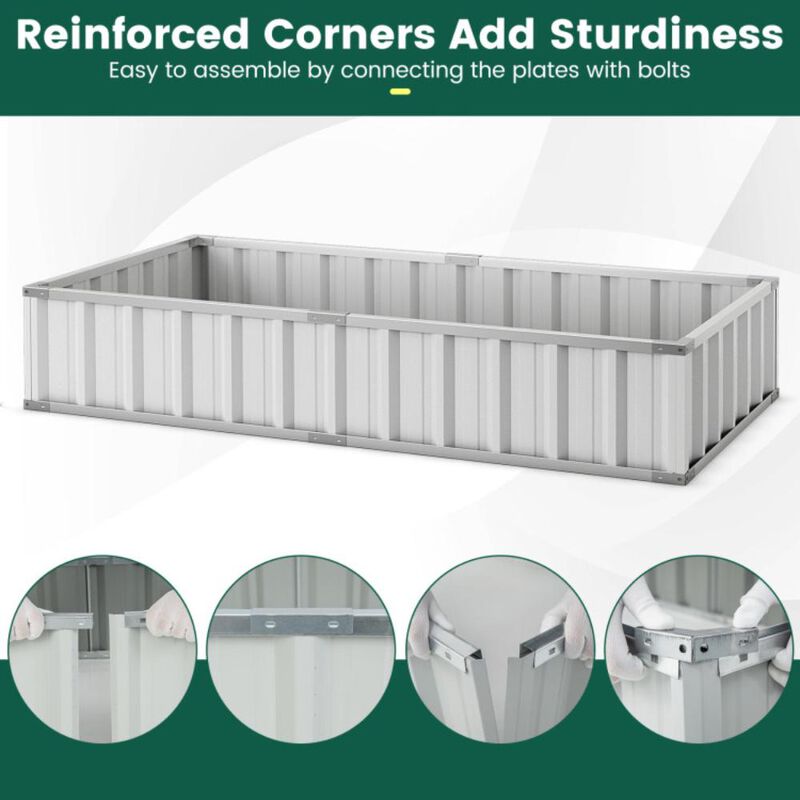 Hivvago Galvanized Raised Garden Bed with Greenhouse Cover