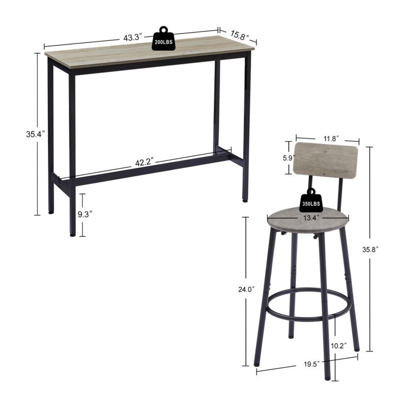 Warwem Industrial Height Bar Table Set image number 9