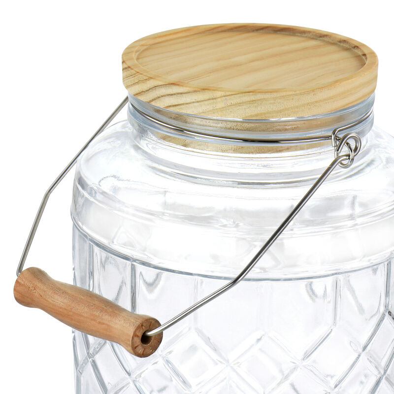 Gibson Home 0.95 Gallon Duval Glass Beverage Dispenser with Wooden Lid and Handle