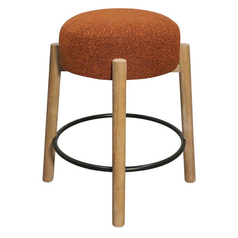 Natalia Counter Stool in Rust Boucle Fabric 2-Piece Set