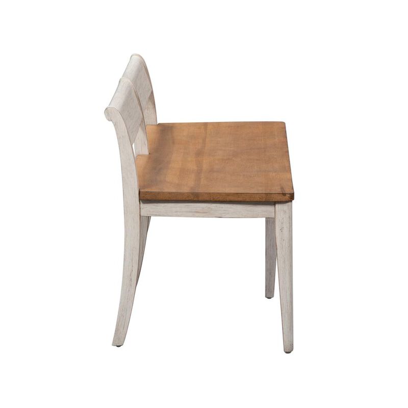 Liberty Furniture Farmhouse Reimagined Bench (RTA) in Antique White w/ Chestnut Top image number 4