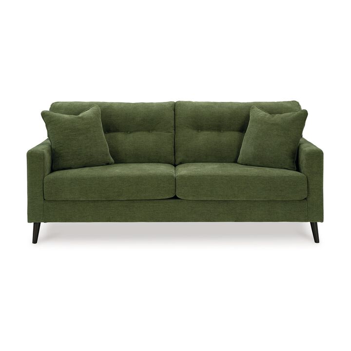 Bixy Sofa, 2 Accent Throw Pillows, 79 Inch Green Tufted Polyester - Benzara