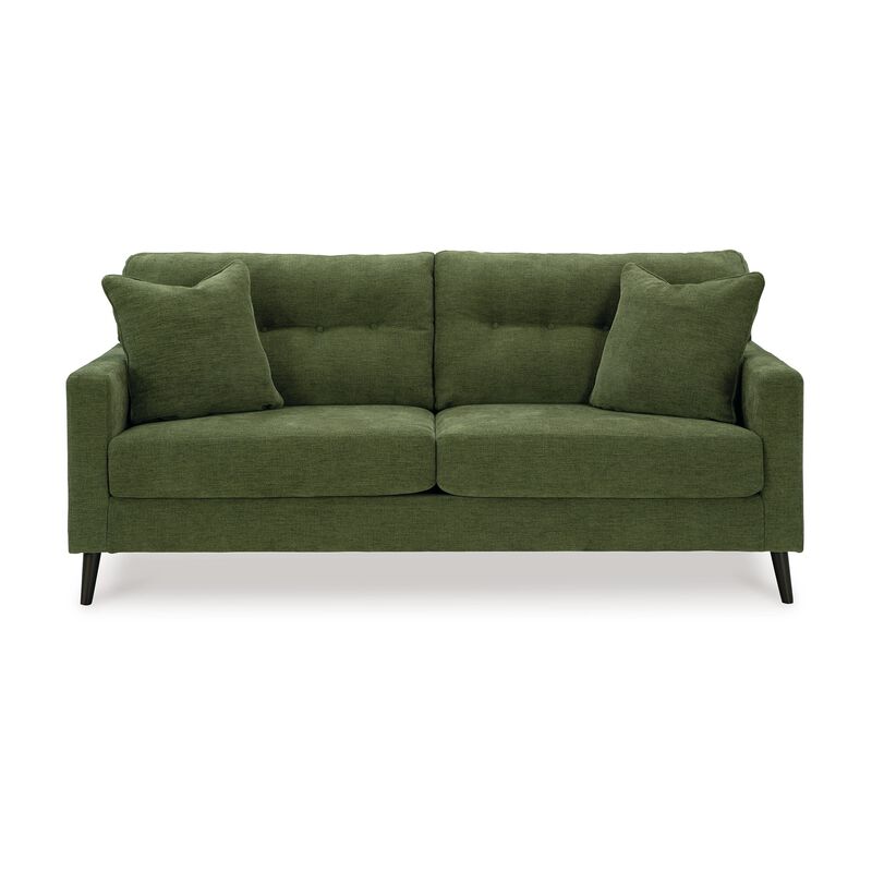 Bixy Sofa, 2 Accent Throw Pillows, 79 Inch Green Tufted Polyester - Benzara