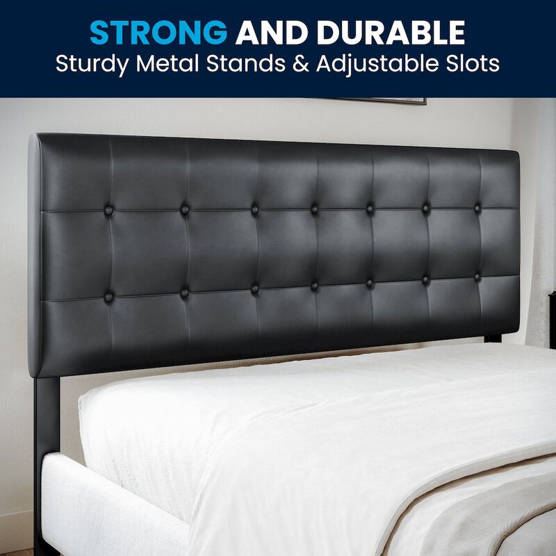 Flash Furniture Tufted Upholstered Queen Size Headboard in Black Vinyl image number 9