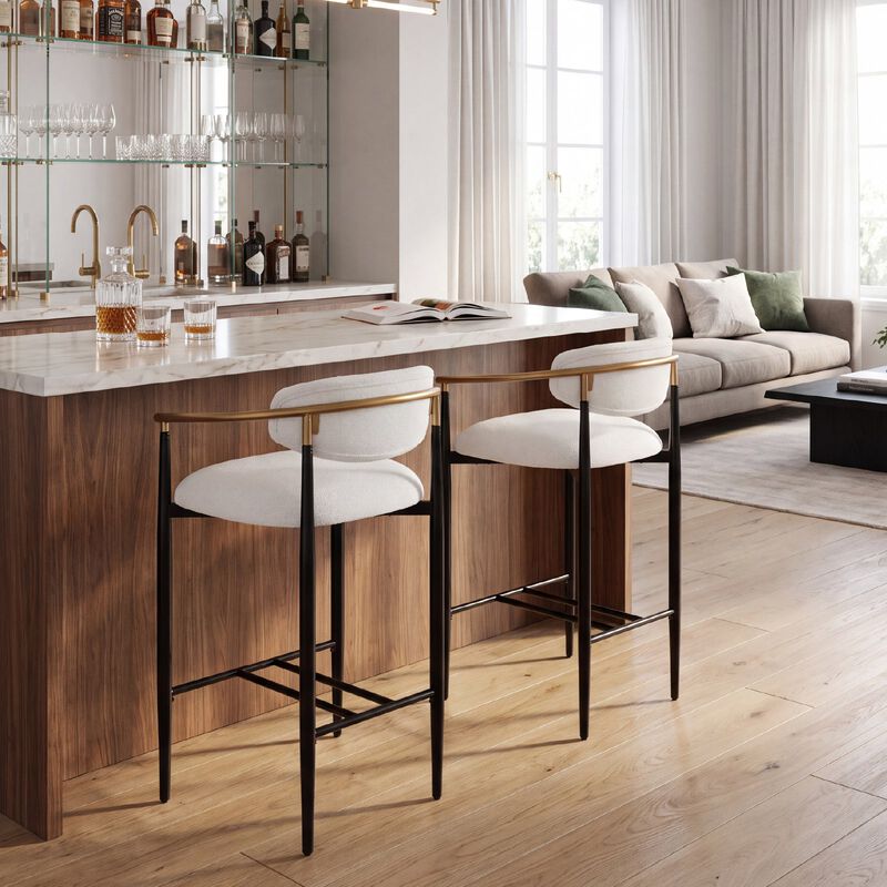COLAMY MATRIX 29.5'' Upholstered Bar Height Bar Stools with Arms image number 7
