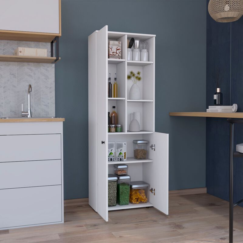 Konik 67-Inch High Storage Cabinet Kitchen Pantry With Three Doors and and Three Exterior Shelves