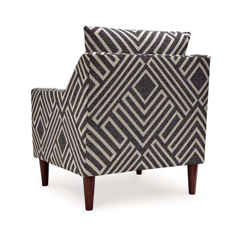 Morris Accent Chair, Gray, White Geometric Pattern, Polyester, Brown Wood