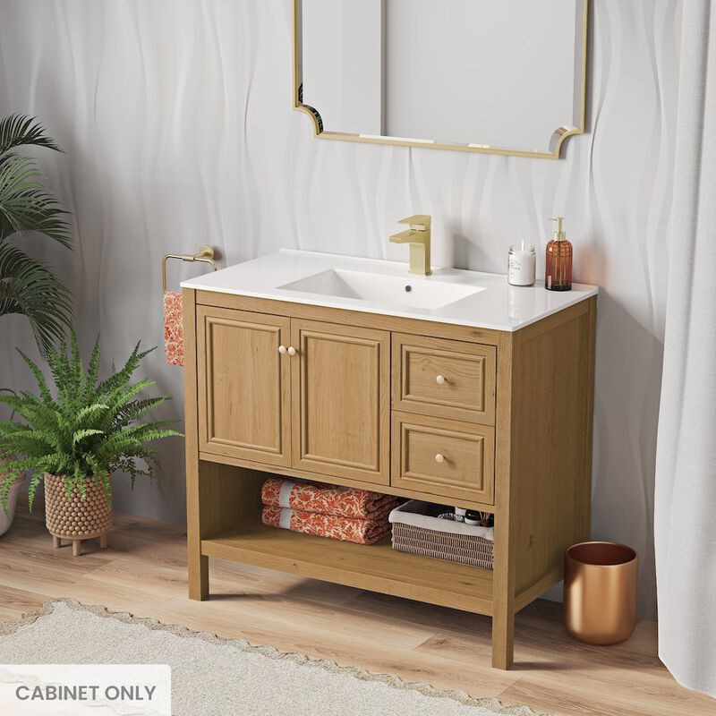 Chateau 36" Freestanding Bathroom Vanity Cabinet without Top in Golden Oak image number 1