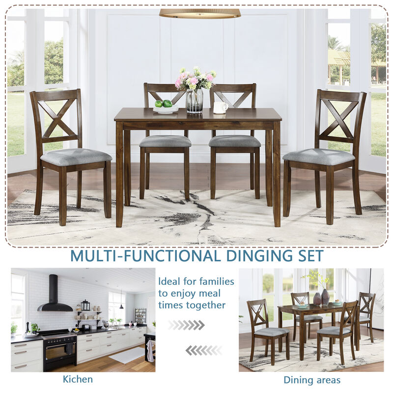 Riflil 5‑Piece Farmhouse Dining Set image number 3