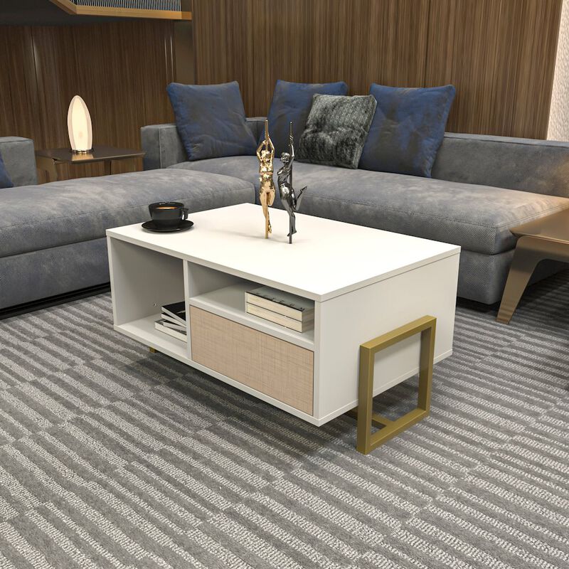 Decorotika Utopia Coffee Table White Beige