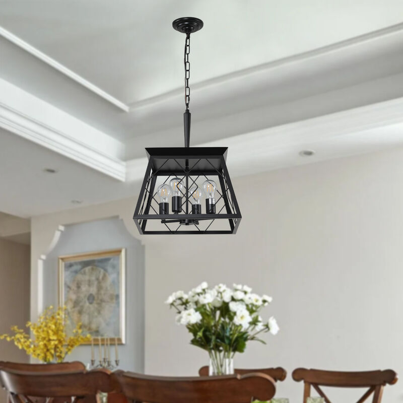 ELEMENT ACE Modern Industrial Metal Cage Pendant Chandelier with Adjustable Height and Retro Design for Dining Room Kitchen Island Lighting image number 3