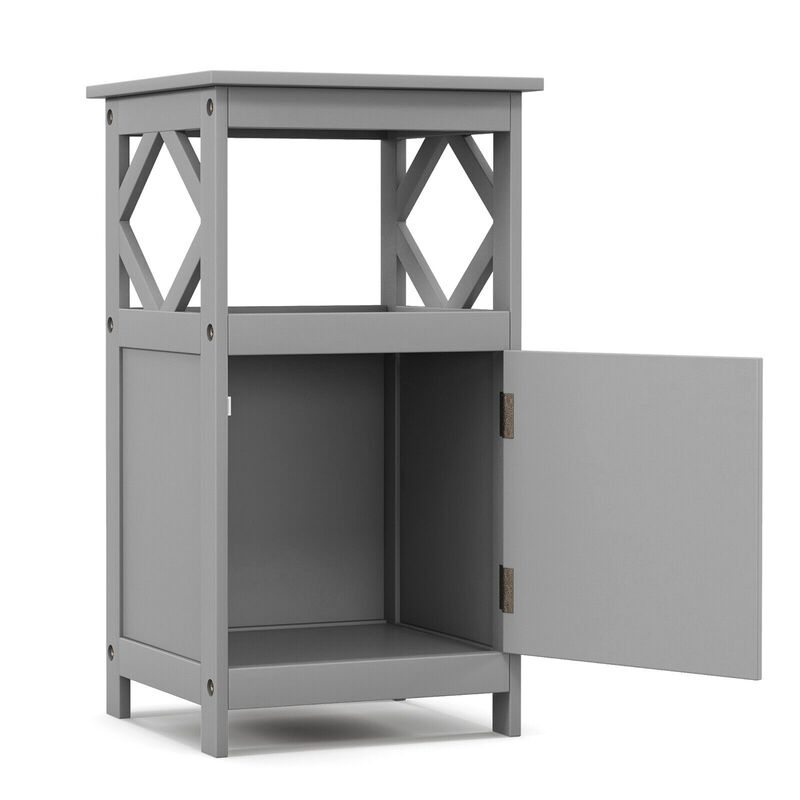 Bathroom Floor Cabinet Side Storage Organizer with Open Shelf and Single Door