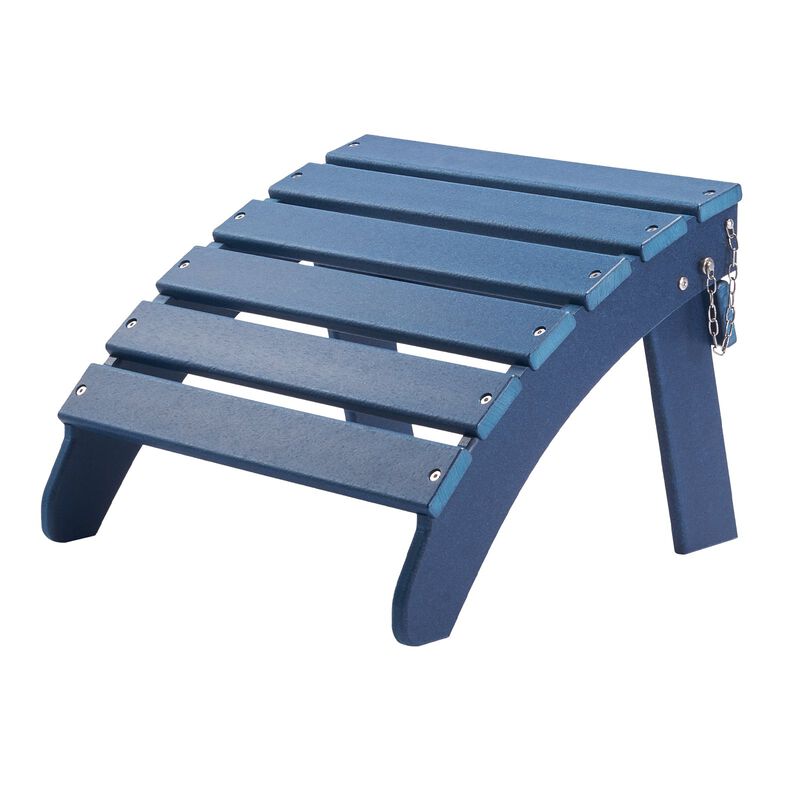 Outdoor Adirondack Ottoman, HDPE Plastic Foot Rest for Porch, Pool & Backyard - Blue image number 0