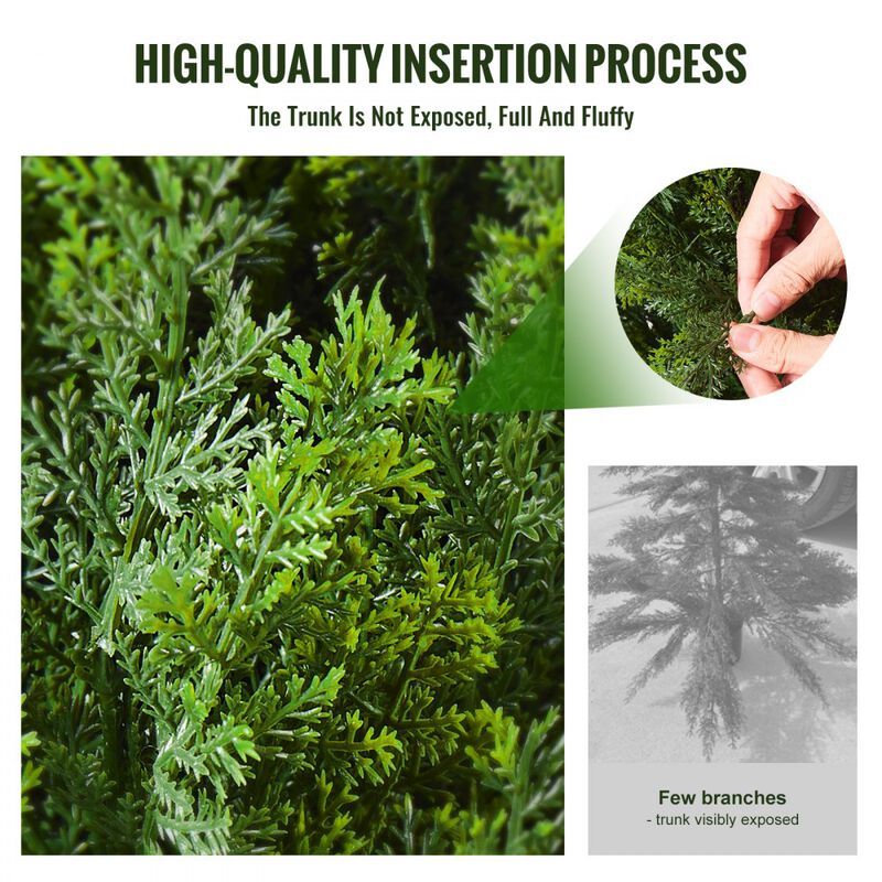 Set of 2 Artificial Cedar Topiary Trees UV Rated Faux Evergreen Plants for Indoor Outdoor-Green image number 4
