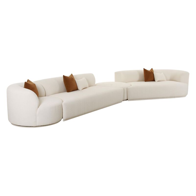 Fickle Cream Boucle 4-Piece Modular RAF Sectional image number 0
