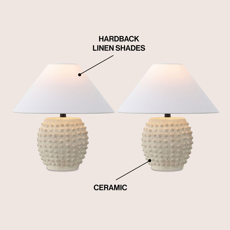 Effie 18.25" Minimalist Scandinavian Ceramic/Iron Hobnail LED Table Lamp