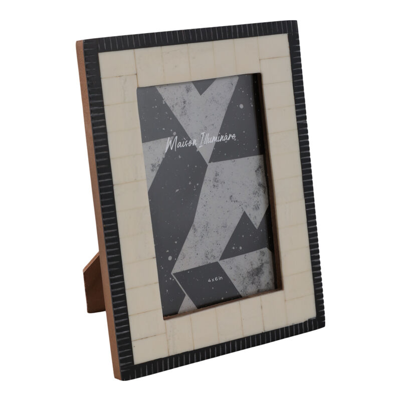 4x6" Etched Border Photo Frame, Ivory/ Black image number 1