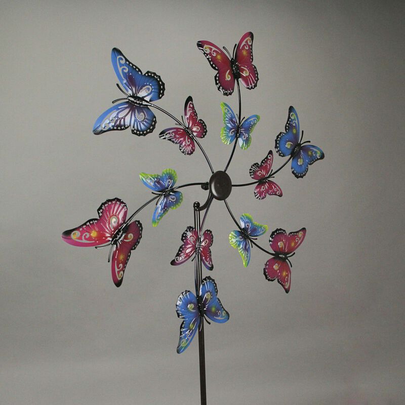 Laser Cut Metal Butterfly Garden Twirler Wind Spinner Stake 72 Inches High image number 1